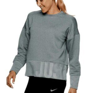 NIKE Dri Fit Women's Gray Training Crew Double Knit Top Sweatshirt  Size Medium